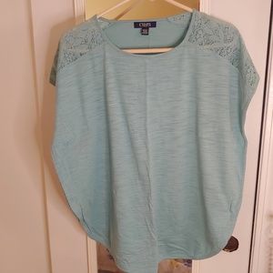 CHAPS Woman Blue Short Sleeve High Low Top  (S)